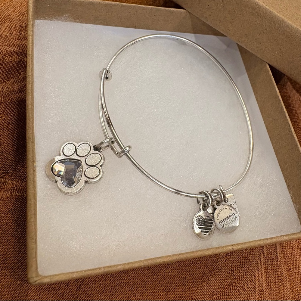 Alex and Ani Swarovski Crystal Paw Print Charm Expandable Bracelet